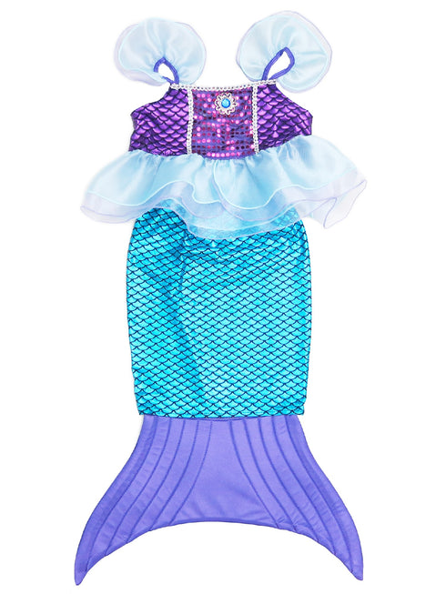 Girls Purple Blue Mermaid Fish Scale Tail Halloween 2 Pc Dress Costume 2-9 - SophiasStyle.com